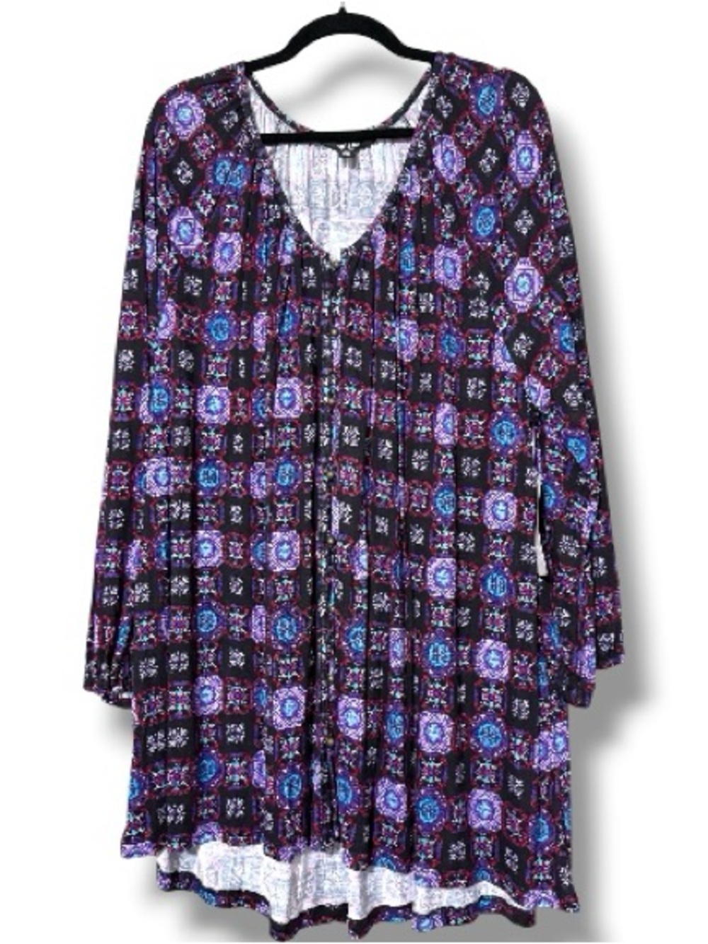 Chelsea Studio plus size 1X 22/24 button front 3/4 sleeve geometric pattern new